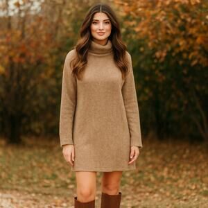 A Loves A Wool Cashmere Blend Mini Sweater Dress Sz M Beige Long Sleeve Cozy